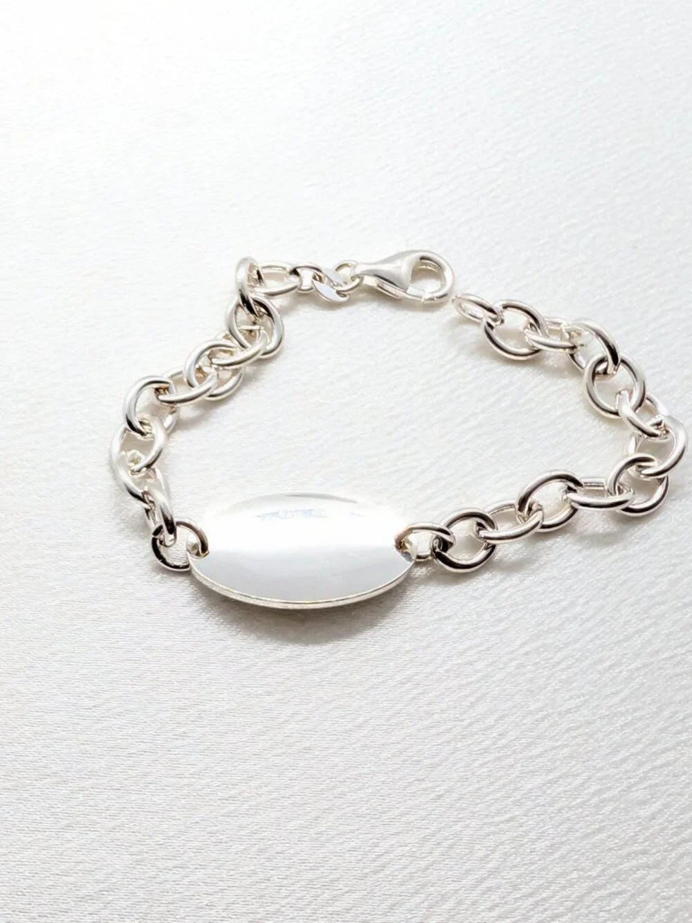 NEW Italian sterling silver engravable charm/i.d. bracelet